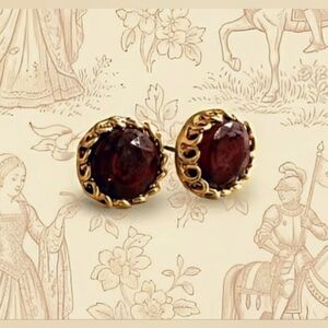 8 Carats Natural Rough Ruby In 24K Brushed Gold Classic Earrings